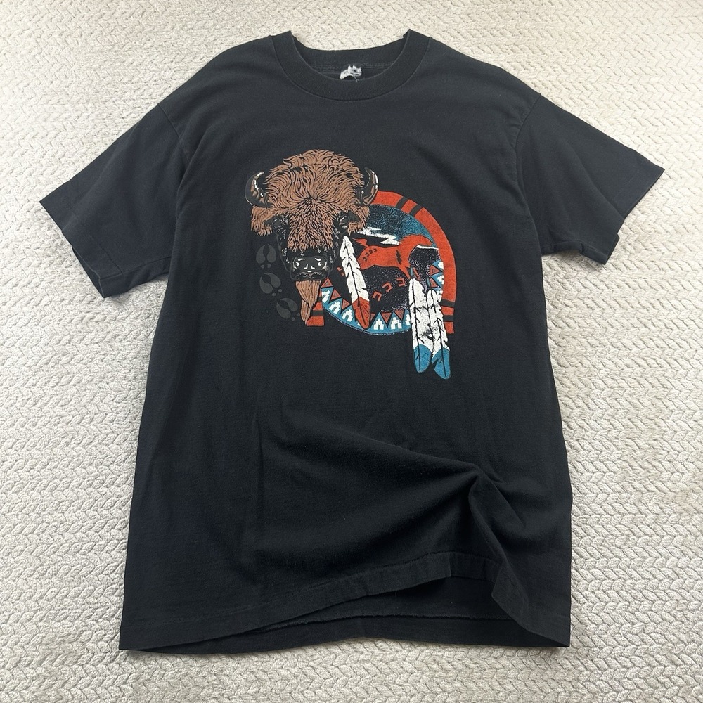 Vintage 90's Single Stitch Buffalo Horse Dream Catcher T Shirt XL Native Western